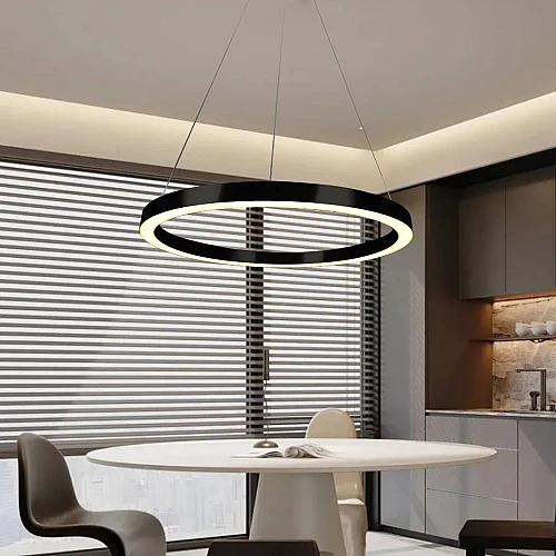 علاقي مودرن قاعدة واحدة اسود لون الانارة اصفر 55 واط قطر 80 سم