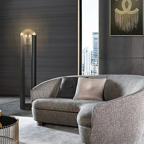 استاند مودرن اسود كروي زجاجي E27 ارتفاع 130 سم