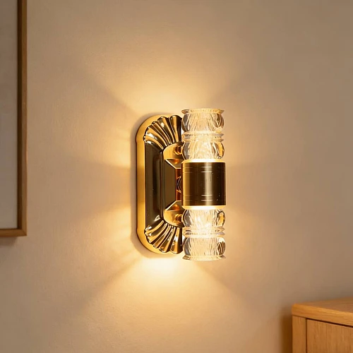 ابليك حائط جداري مودرن ذهبي لون الانارة 3 اضاءات