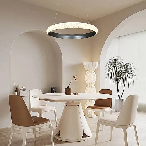 نجف مودرن حلقة فضي لون الانارة اصفر 48 واط قطر 600 ملم