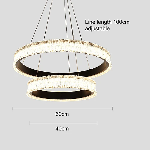 نجف مودرن اسود لون الانارة 3 اضاءات 125 واط مقاس 40+60 ملم