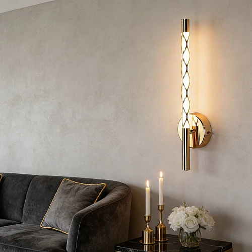 إضاءة ابليك حائط مودرن ذهبي لون الانارة اصفر واط 7 مقاس 400 ملم