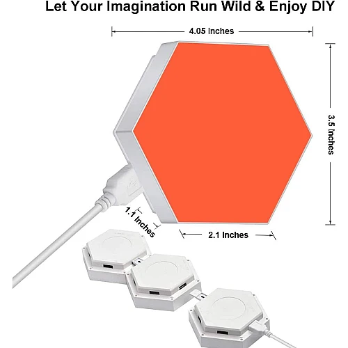  صورة منتج مصباح سداسي حائط، اضاءة ليد بالفضاء اللوني RGB تحكم بالريموت و اللمس مكونات هندسية نموذجية لتركبها بنفسك لديكور غرفة اعداد الالعاب ديكور حائط غرفة المعيشة، 12 قطع موديل HU2442/12/RGB