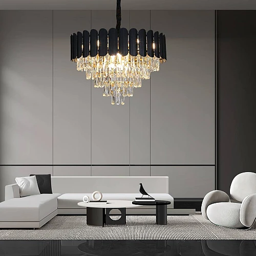 نجف مودرن غطاء اسود مع ذهبي 600 E14*9