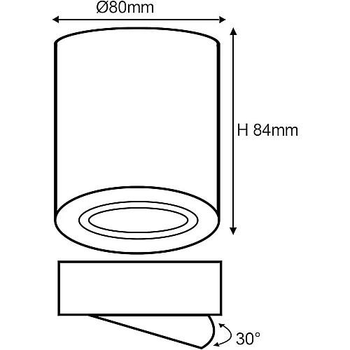  صورة منتج جرم سلندر اسود اسطواني مانع للتوهج متحرك قاعدة لمبة GU10 / قطر 80*85 ملم موديل HU8013/80*85/BK+BK