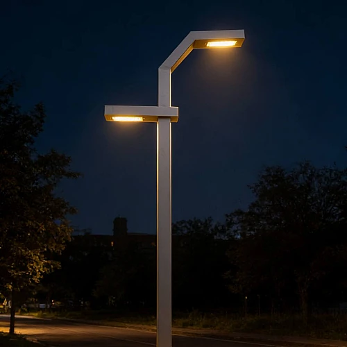  صورة منتج كشافات عمدان شوارع خارجي ارتفاع 3 متر فضي لون الانارة ابيض 100 واط  موديل 9636/100W//GY+WH