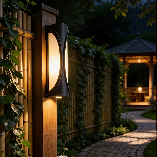 جداري بوابة خارجي عدستين 2 انارة اماميه اسود لون الانارة اصفر 18 واط