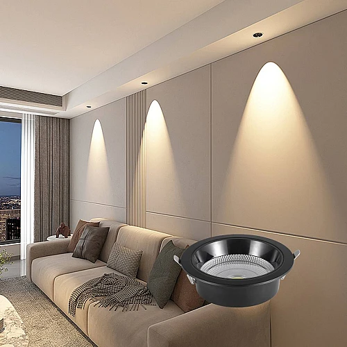  صورة منتج كشاف سبوت لايت مانع للتوهج المطور CCT اسود لون الانارة متعدد و ثابت 3 اضاءات متغيرة ( كريمي أو اصفر أو ابيض أو 3 اضاءات ) 14 سم 18 واط ضمان 3 سنوات موديل HU2412/5/18W/BK+4CCT