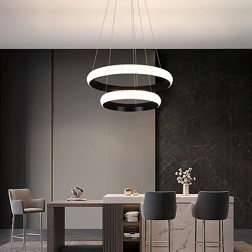 نجف مودرن مقاس 60*40 سم اسود لون الانارة اصفر 75 واط