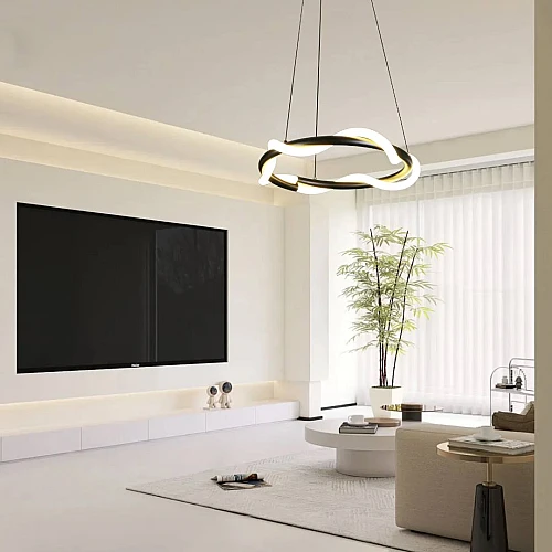 نجف مودرن اسود لون الانارة اصفر 36 واط مقاس 40 سم