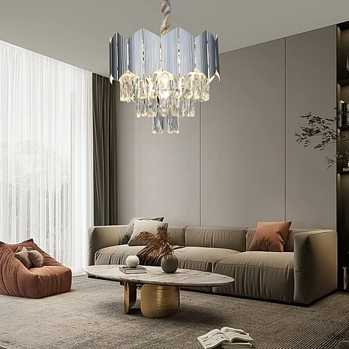 نجف مودرن فضي E14*5L قطر 400 ملم