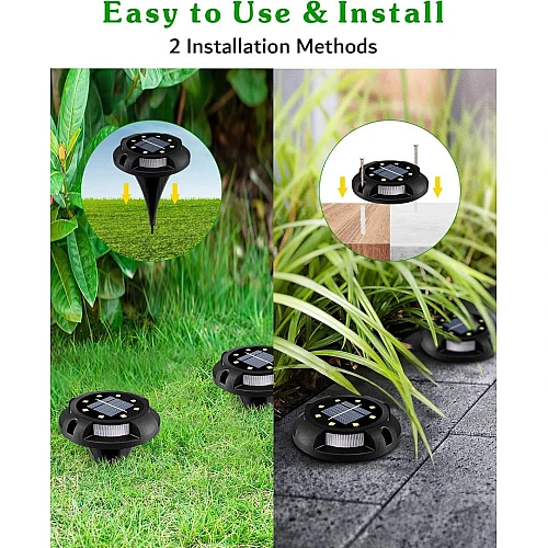 مصباح أرضي يعمل بالطاقة الشمسية بإضاءة صفراء للحدائق 