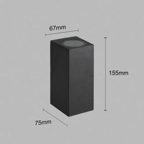  منتج كشاف بوابة جداري اسود مجوز  إضاءة فوق و تحت قاعدة لمبة تركيب GU10-9554SQ/2GU10/BK