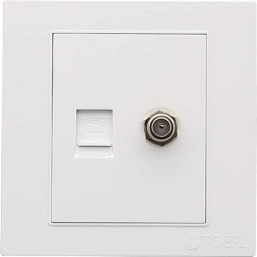 فيش منفذ هاتف تليفون مع دش لون ابيض ساده توفل