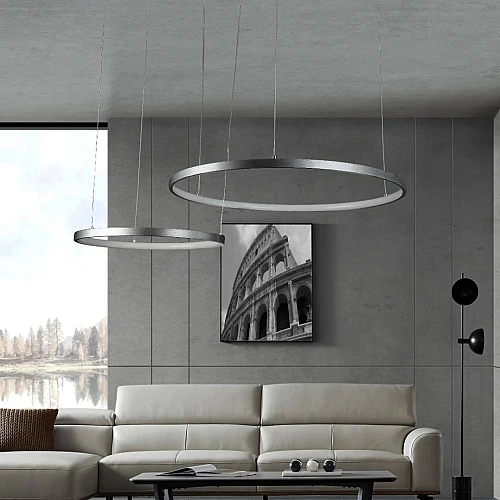 نجف مودرن فضي لون الانارة اصفر قطر 400*600 ملم 42 واط