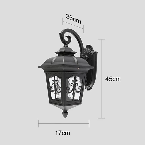 فانوس جداري اسود صغير خارجي لمبة قاعدة E27