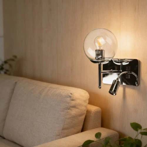  صورة منتج إضاءة ابليك حائط مودرن مفرد فضي E27*1L موديل WA/D6144/1CH