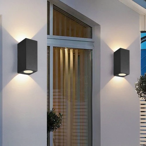 كشاف بوابة جداري اسود مجوز إضاءة فوق و تحت قاعدة لمبة تركيب GU10