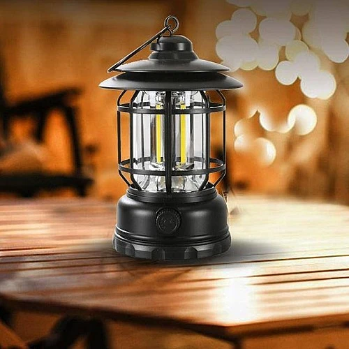  منتج فانوس تخييم مميز ارتفاع 16 * قطر 96 سم مع دايمر للتحكم في شدة الضوء.-HU2381/5W/BK+WW