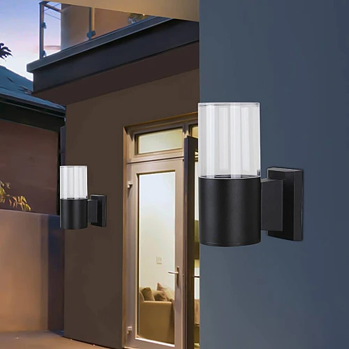 إضاءة جداري خارجي اسود مع شفاف E27 مفرد