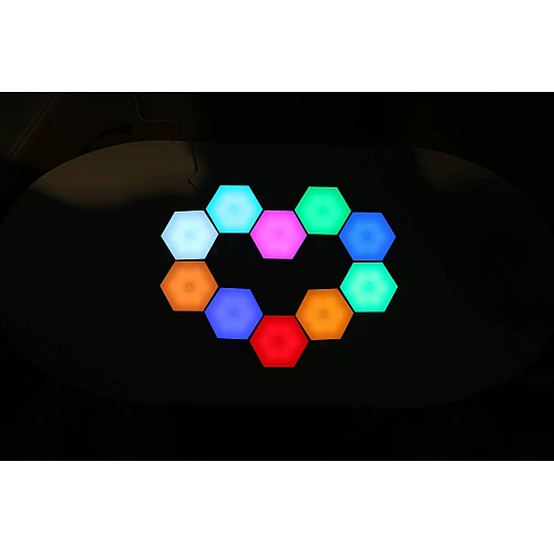 مصباح سداسي حائط، اضاءة ليد بالفضاء اللوني RGB تحكم بالريموت و اللمس مكونات هندسية نموذجية لتركبها بنفسك لديكور غرفة اعداد الالعاب ديكور حائط غرفة المعيشة، 12 قطع