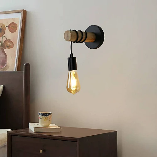 إضاءة ابليك حائط خشبي E27*1L