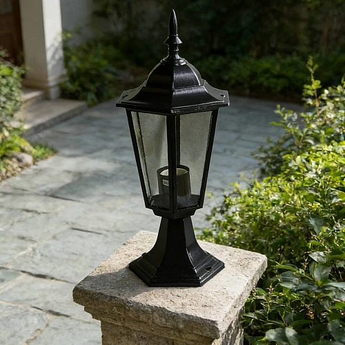 فانوس جلاسي صغير سداسي اسود E27 ساحر