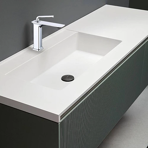 خلاط مغسلة قصير مربع راس مدور كروم مع ليات