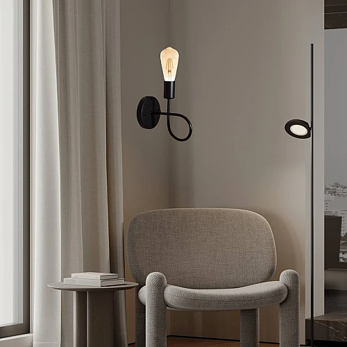 إضاءة أبليك حائط مودرن أسود بقاعدة E27 – تصميم أنيق لإضاءة ديكورية كلاسيكية
