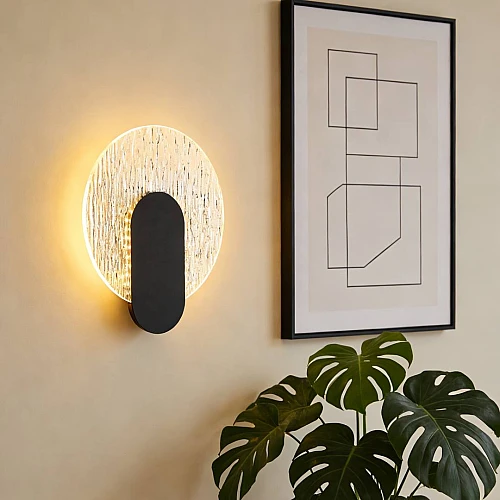 إضاءة ابليك حائط مودرن اسود لون الانارة 3 اضاءات واط 7 مقاس 200 ملم