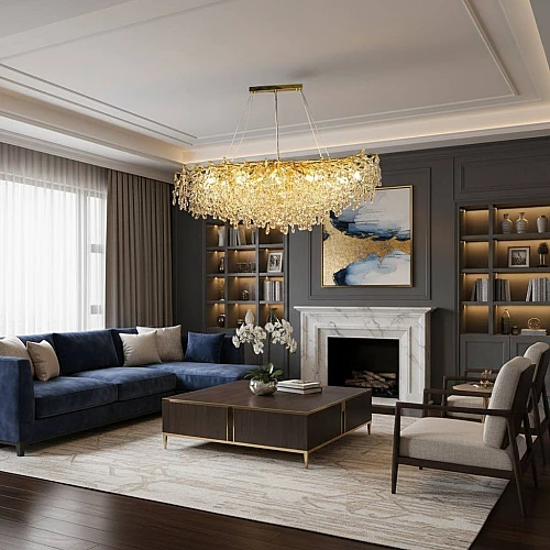نجف مودرن ذهبي مع شفاف E14*16L قطر 1600 ملم نجف مودرن ذهبي مع شفاف E14*16L قطر 1600 ملم
