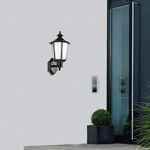  صورة منتج فانوس جداري جوهرة الحديقة  الشكل اسود مميز تصميم عملي مفرد لمبة قاعدة E27 قابلة لإستبدال موديل WA/B4805/1BK