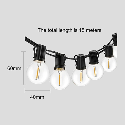 إضاءة عقد اسود مع لمباتها E12 طول 15 متر و عدد 50 لمبة