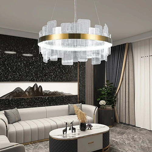 ثريا كرافت شلندر مودرن زيتي مع لون الانارة 3اضاءات جميلة قطر 60 سم