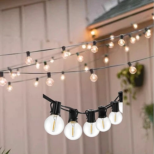 صورة توضيحية لعقد إضاءة اسود 15 متر 50 لمبة E12 LED