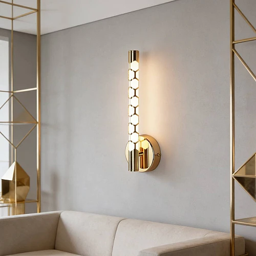 إضاءة ابليك حائط مودرن ذهبي لون الانارة اصفر واط 5 مقاس 300 ملم