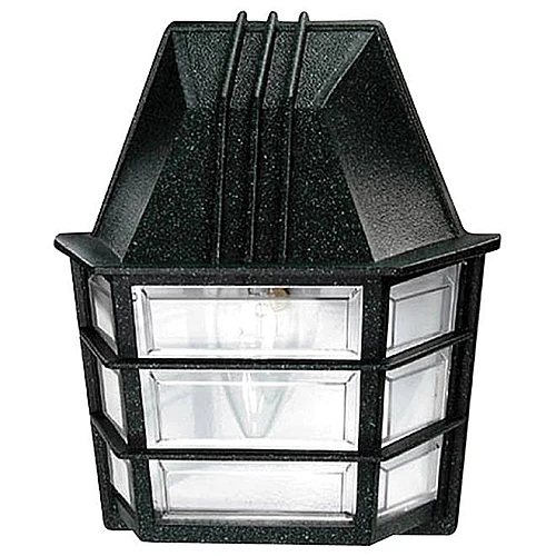 مصباح جداري خارجي لطش كوخ اسود زجاج شفاف مفرد قاعدة E27