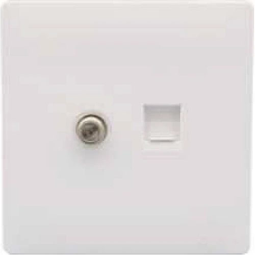 فيش منفذ هاتف تليفون مع دش لون ابيض بيانو