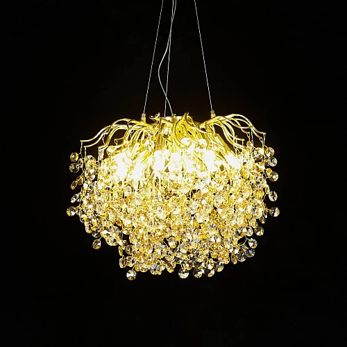 نجف مودرن ذهبي شفاف عسلي E14*10L قطر 60 سم