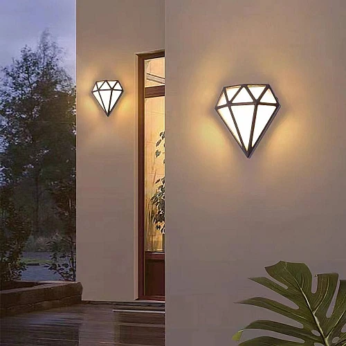  صورة منتج كشاف بوابة خارجي لون الانارة اصفر غطاء اسود موديل 9597/24W/BK+WW