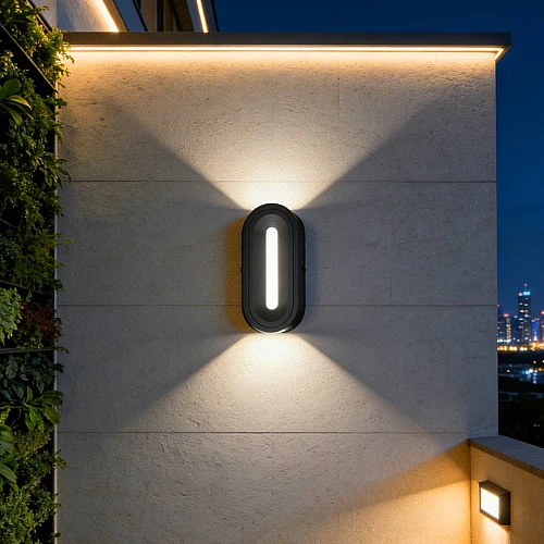 جداري بوابة خارجي عين 2 انارة امامية اسود + اصفر LED