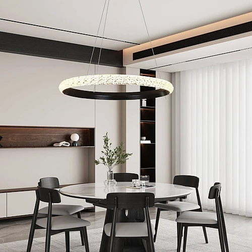 نجف مودرن اسود لون الانارة اصفر 60 واط قطر 800 ملم