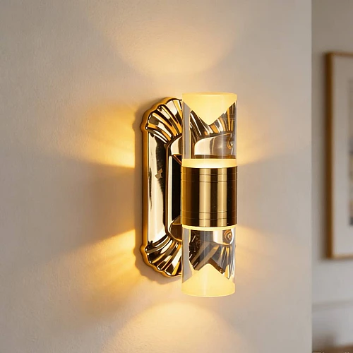 ابليك جداري مودرن ذهبي لون الانارة 3اضاءات