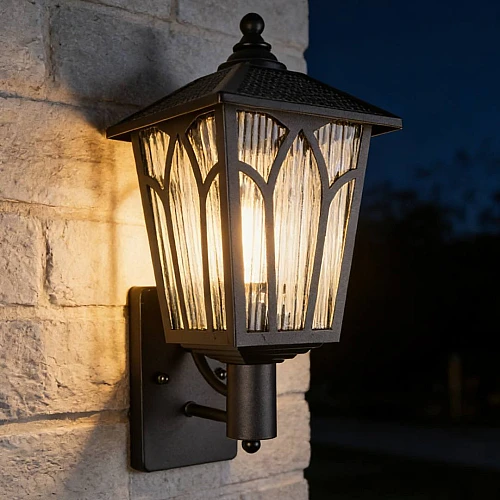  منتج فانوس جداري خارجي اسود-6202/1W/BK