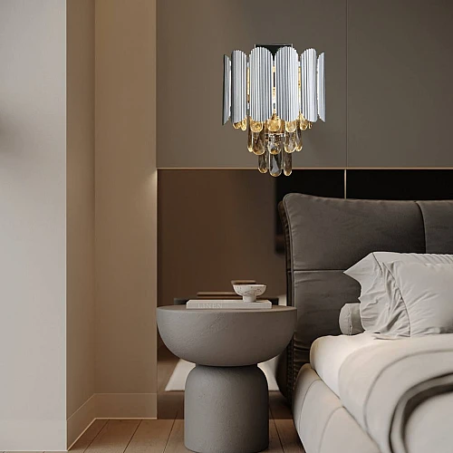 إضاءة ابليك حائط مودرن فضي E14*2L