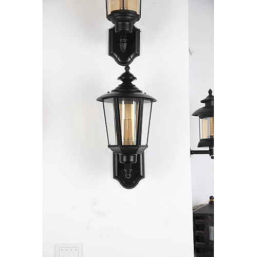  صورة منتج فانوس جداري جوهرة الحديقة  الشكل اسود مميز تصميم عملي مفرد لمبة قاعدة E27 قابلة لإستبدال موديل WA/B4805/1BK