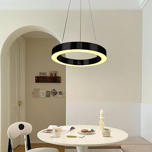 علاقي مودرن قاعدة واحدة اسود لون الانارة اصفر 25 واط قطر 40 سم