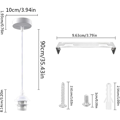 علاقي لمبة هولدر قاعدة E27 غطاء ابيض مع سلك مع كبس مرن