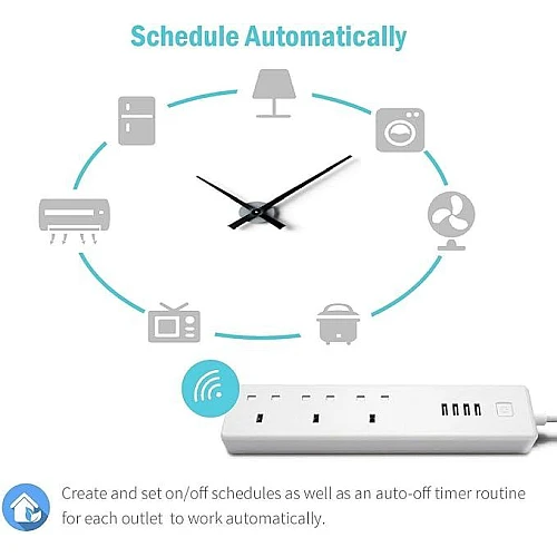فيش تحويلة ثلاثي ذكي ابيض متنقل تحكم عن بعد WiFi سهل الاستخدام يعمل باللمس تحكم بالجوال متوافق مع اليكسا وجوجل هوم توفل