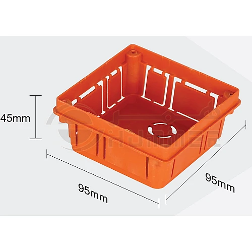 علبة قسام بلاستيك برتقالي مربع 10*10 سم للتركيب الدفن